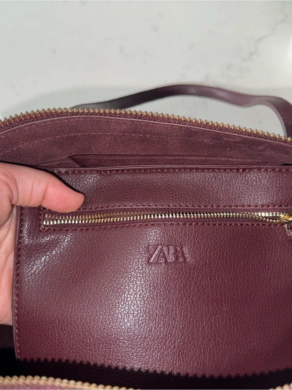 Zara Leather Tote in Burgundy